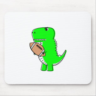 Green Dinosaur Loves Football Mouse Pad