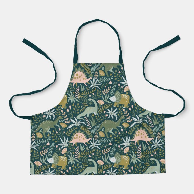 Green Dinosaur Pattern Apron (Front)