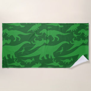 Green Dinosaur Pattern Beach Towel