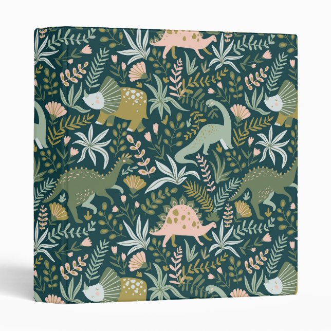Green Dinosaur Pattern Binder (Front/Spine)
