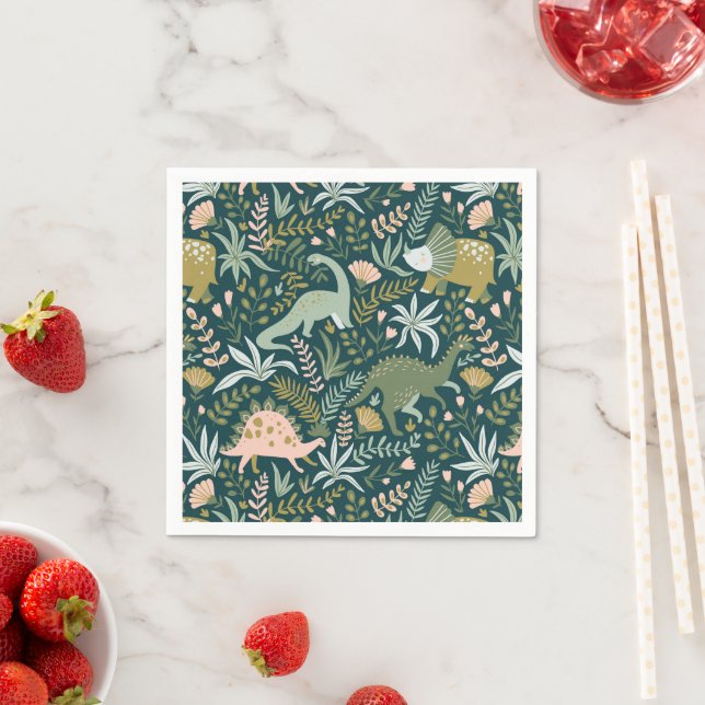 Green Dinosaur Pattern Napkin (Insitu)