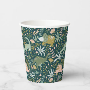 Green Dinosaur Pattern Paper Cups