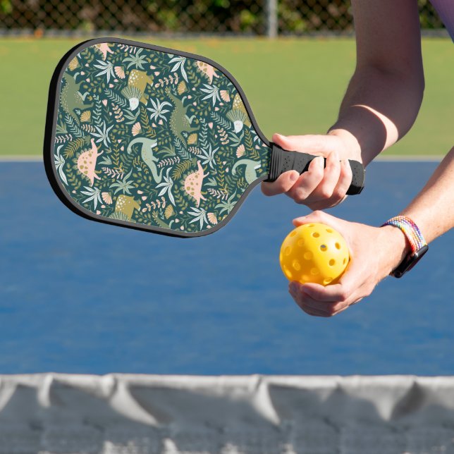 Green Dinosaur Pattern Pickleball Paddle (Insitu)