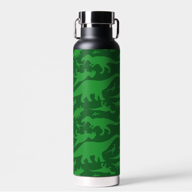 Green Dinosaur Pattern Water Bottle (Front)