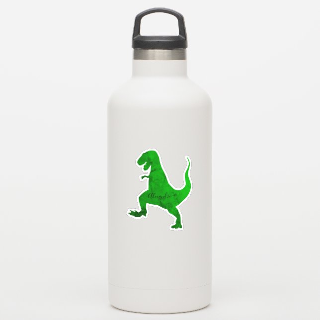 green dinosaur personalized your name sticker (Waterbottle)
