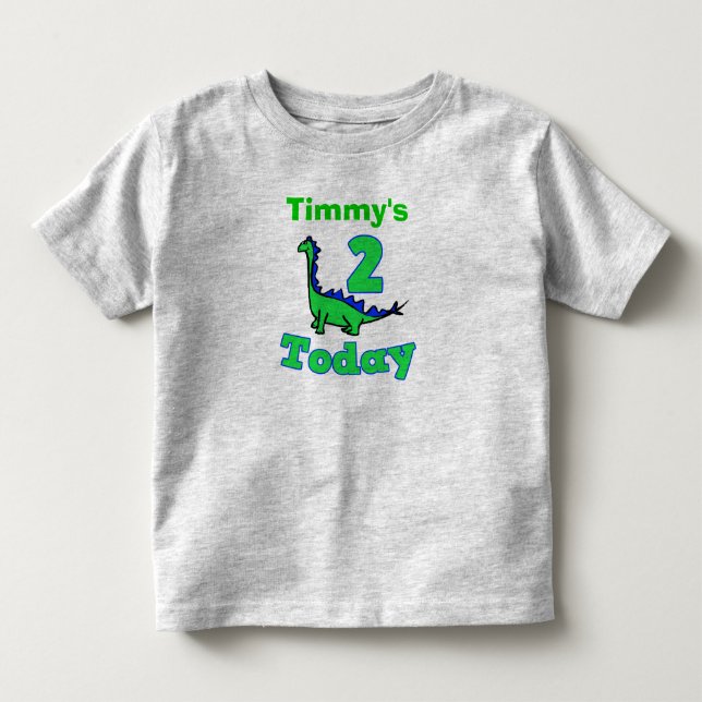 Green Dinosaur Second Birthday Boy Shirt (Front)