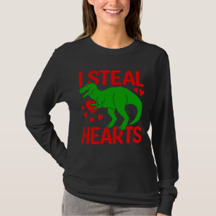 Green Dinosaur Valentine I Steal Hearts T-Shirt