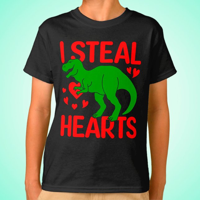 Green Dinosaur Valentine I Steal Hearts T-Shirt (Creator Uploaded)