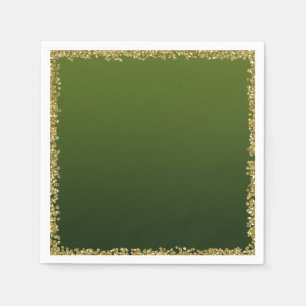Green Dipped Gold Glitter Glam Sparkle Party Napkin