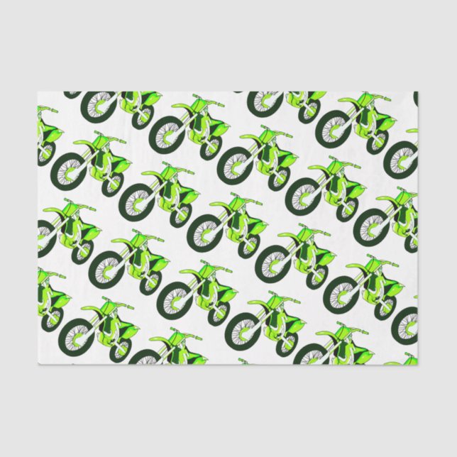 Green Dirt Bike Motorcycle Custom Colour Backgroun Tissue Paper (Front)