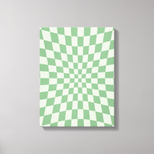 Green Distorted Checkerboard Pattern Canvas Print