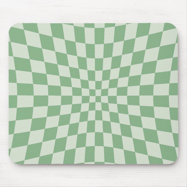 Green Distorted Checkerboard Pattern Mouse Pad (Front)