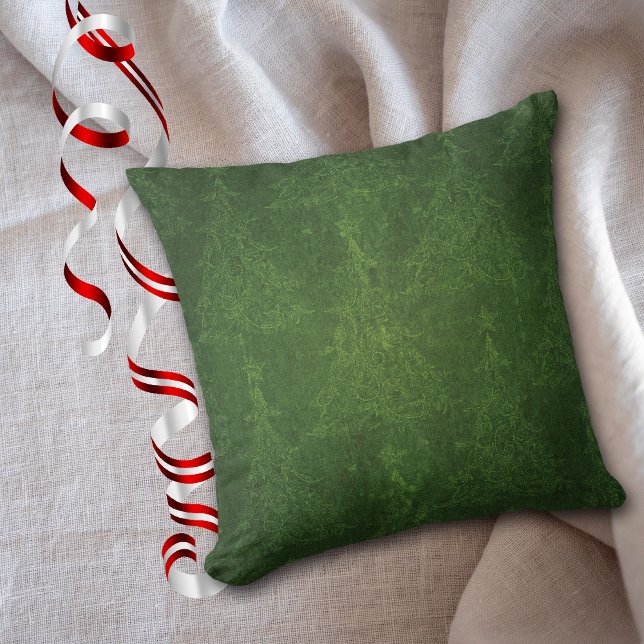 Green Distressed Christmas Tree Throw Pillow (Creator Uploaded)
