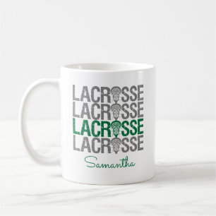 Green Distressed Lacrosse Word Coffee Mug
