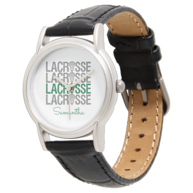 Green Distressed Lacrosse Word Watch (Angled)