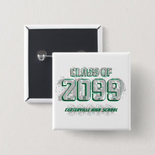 Green Distressed Modern Class of Button