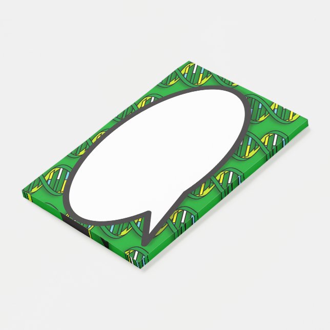 Green DNA Speech Bubble Medical Science Post-it Notes (Angled)