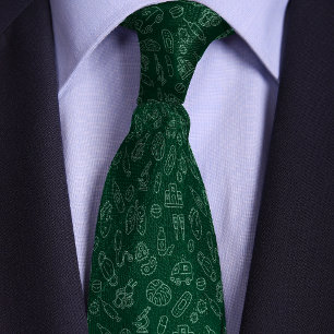 Green Doctors, Healthcare Professionals Doodle Tie