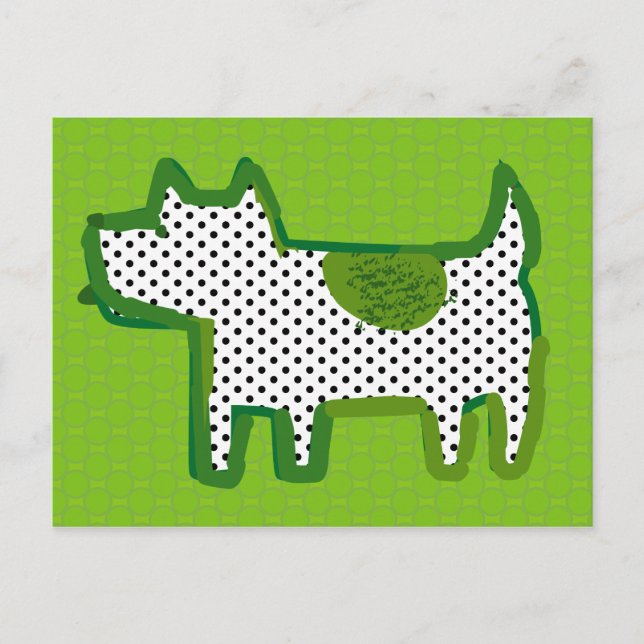 'green dog' digital painting Postcard (Front)