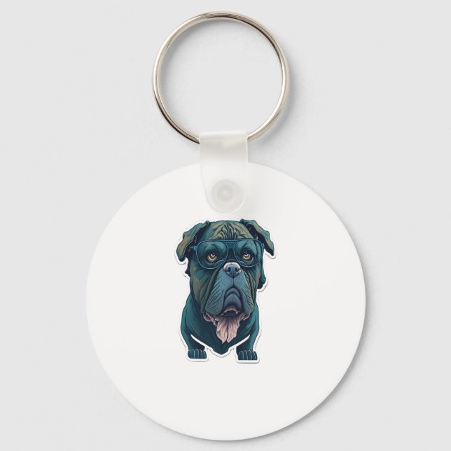 Green dog with glasses  keychain (Front)