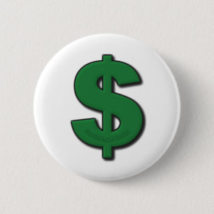 Green Dollar Sign 2 Inch Round Button