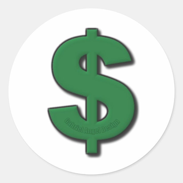Green Dollar Sign Classic Round Sticker (Front)