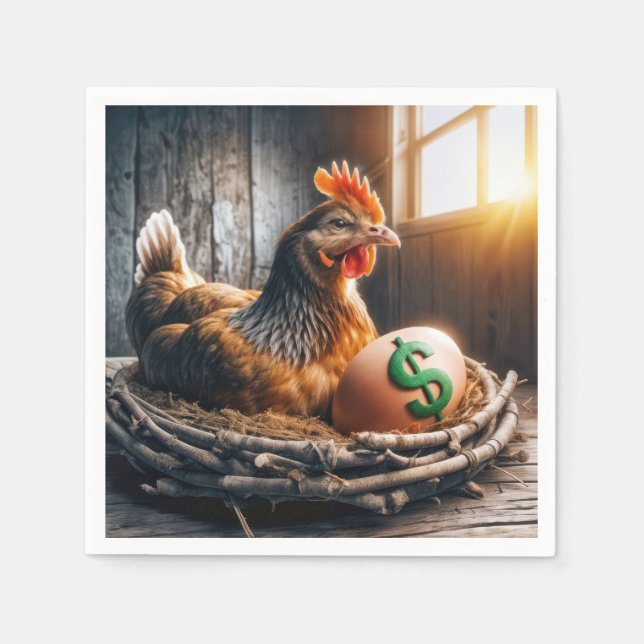 Green Dollar Sign On an Egg Napkin (Front)