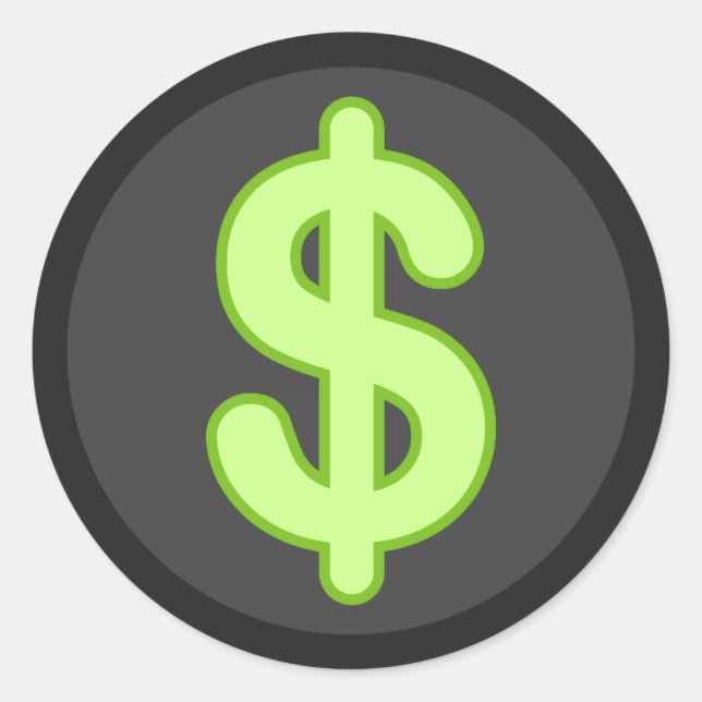 Green dollar sign on dark background stickers (Front)