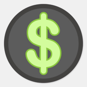 Green dollar sign on dark background stickers