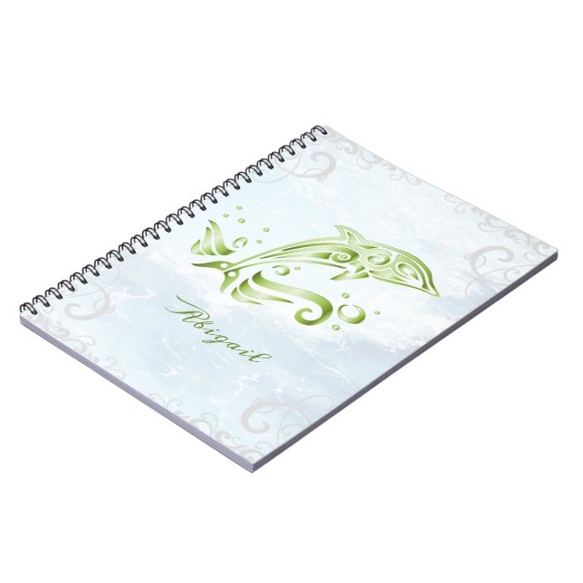 Green Dolphin Personalized Notebook (Left Side)
