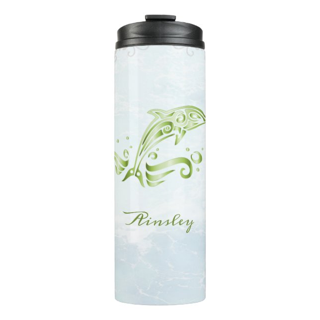 Green Dolphin Personalized Thermal Tumbler (Front)