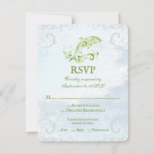 Green Dolphin Wedding RSVP Card