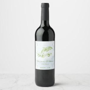 Green Dolphin Wedding Wine Label