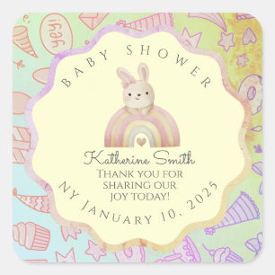 GREEN donuts pastel babyshower BUNNY cute Square Sticker