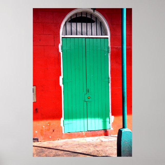 Green door and red wall, New Orleans Poster (Front)