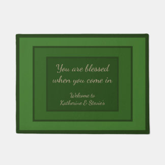 Green Door Mat, Customizable Bible verse Christian Doormat