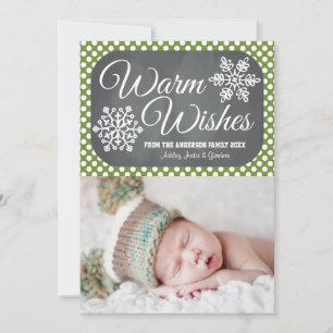 Green Dot Chalkboard Snowflake Carte photo de vaca