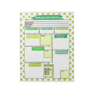 Green Dot Healthcare Student Medication Template Notepad