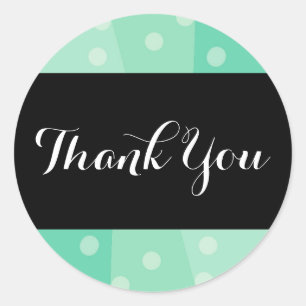Green Dots and Spots Thank You Stickers