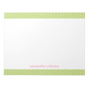 Green Dots and Stripes Pattern Personalized Notepad