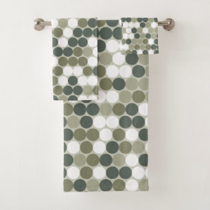 Green dots bath towel set