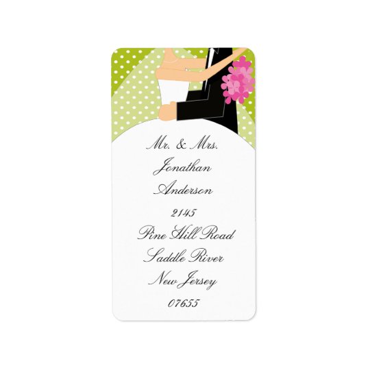 Green Dots Bride & Groom Return Address Label