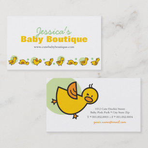 Green Dots Fun Playful Cute Yellow Baby Ducklings  Business Card