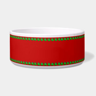Green Dots on Red Pet Bowl