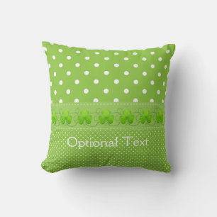 Green, Dots & Shamrocks Throw Pillow
