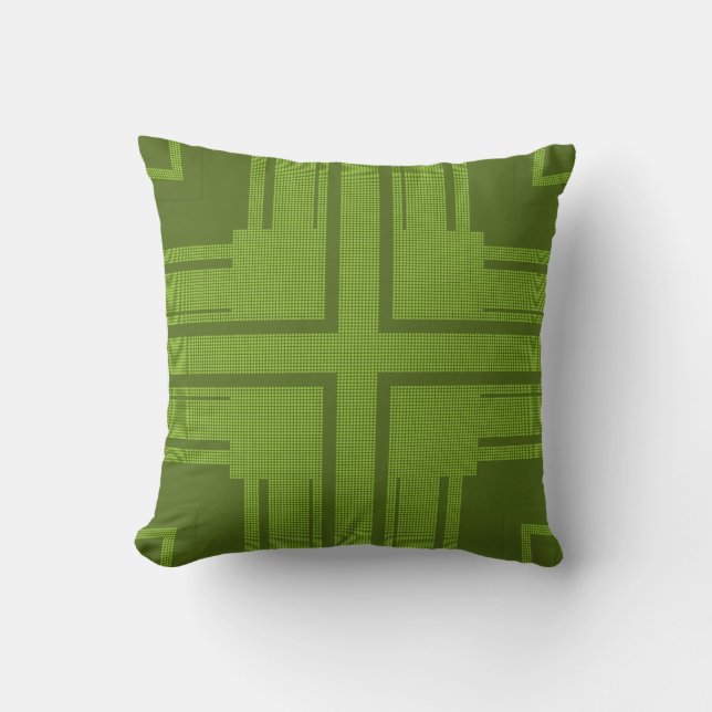 Green Dots Stripes Retro Art Design Abstract Throw Pillow (Front)