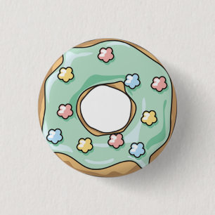 Green Doughnut 1 Inch Round Button