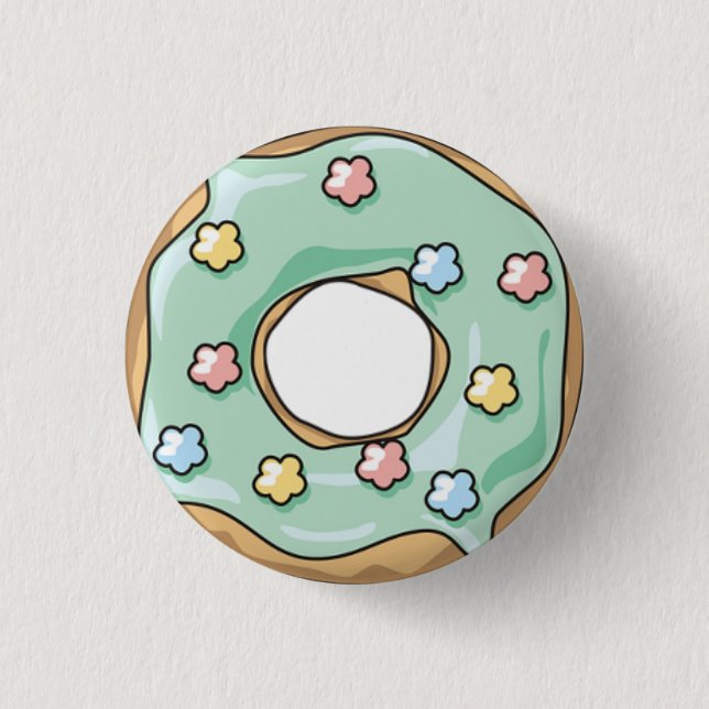 Green Doughnut 1 Inch Round Button (Front)