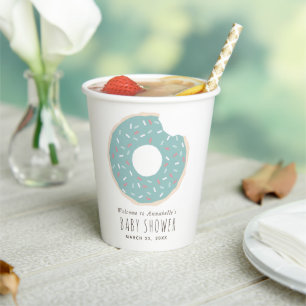 Green Doughnut Baby Shower Paper Cups