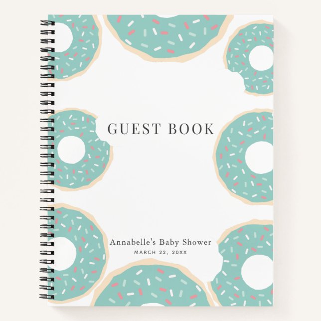 Green Doughnut Baby Shower Sprinkle Notebook (Front)